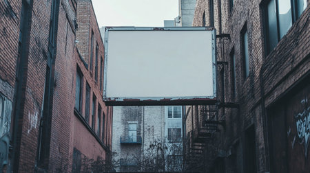 Blank billboard in a brick building in the city with copy spaceの写真素材