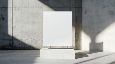 Blank white poster on concrete wall. Mock up, 3D Renderingの写真素材