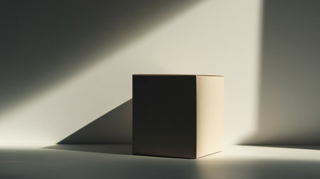Blank cardboard box on white background with shadow. 3d renderingの写真素材