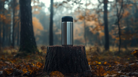 on a stump in the autumn forest. Conceptual imageの写真素材