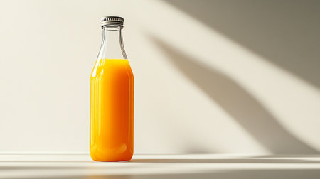 Juice Bottle Mock-Up - Tall Glass Bottle With Orange Juiceの写真素材