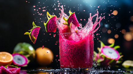 Mockup of a bottle of green juice with basil leaves on white backgroundの写真素材