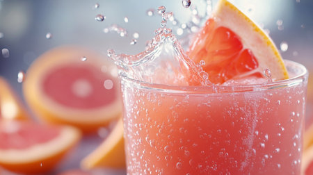 Fruit cocktail with splashes of water on a white background.の写真素材