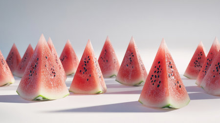 Slices of watermelon on a white background. The concept of healthy eating.の写真素材