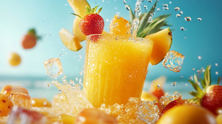 Kiwi fruit splashing in water with splash on white backgroundの写真素材