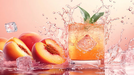 Colorful fruits splashing in water on background, close upの写真素材