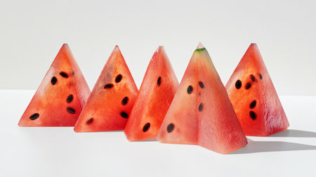 Watermelon slices on a white background. 3d rendering, 3d illustration.の写真素材