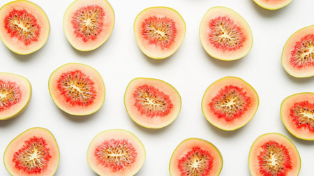 Fresh figs on white background, top view. Flat lay patternの写真素材