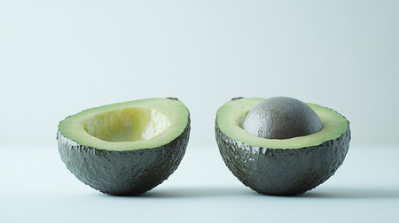 Avocado isolated on white background. Close up of fresh ripe avocados.の写真素材