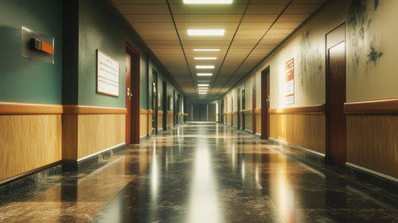 Interior of a corridor in a hospital. 3D rendering.の写真素材