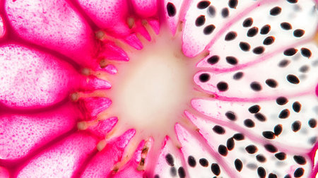 dragon fruit on white background, closeup of a pitahayaの写真素材
