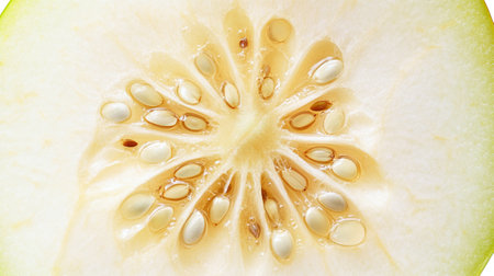 Sliced green apple isolated on white background. Close up.の写真素材