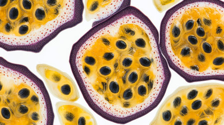 Passion fruit on a white background. The concept of healthy eating.の写真素材