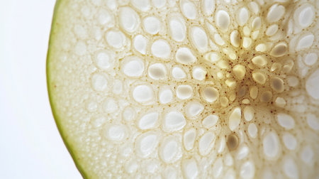 Slices of a zucchini on a white background.の写真素材