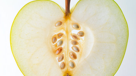 half of a green apple on a white background, close-upの写真素材