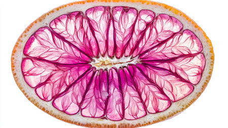 Sliced grapefruit isolated on white background. Close up.の写真素材