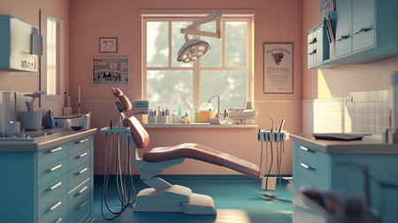 Interior of a modern dental clinic. 3d rendering toned imageの写真素材