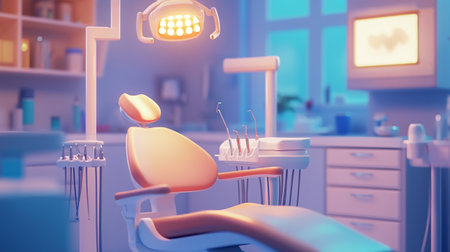Dentist's office. 3d render. Blue tone.の写真素材