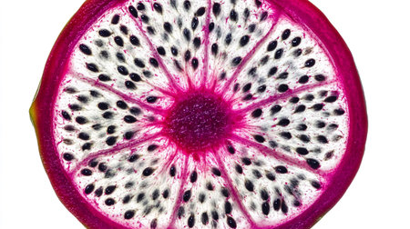 dragon fruit isolated on white background, close up of a dragon fruitの写真素材