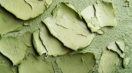 Green substance on a white background, close-up, macroの写真素材