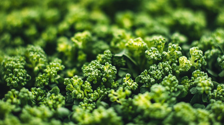 Closeup of fresh green broccoli. Selective focus. Macro.の写真素材