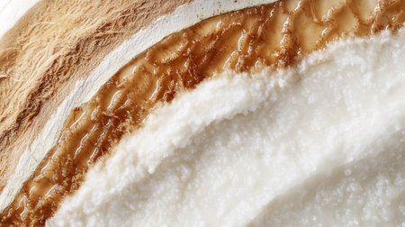 Coconut ice cream close-up macro photography, abstract backgroundの写真素材