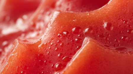 Closeup of a red paprika with water droplets on itの写真素材