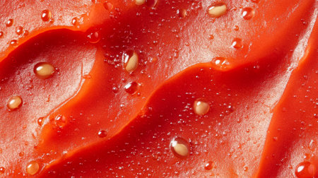 Close up of red paprika with water drops. Whole background.の写真素材