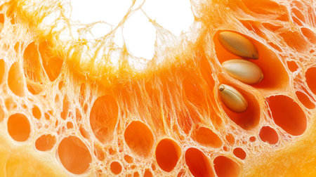 Pumpkin slice with seeds macro. Whole background, close up.の写真素材