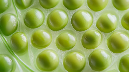 Green peas macro close up. Healthy food background. Selective focus.の写真素材