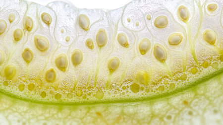 Close-up of a cucumber slice on a white background.の写真素材