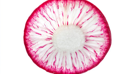 Sliced radish isolated on white background. Close up.の写真素材