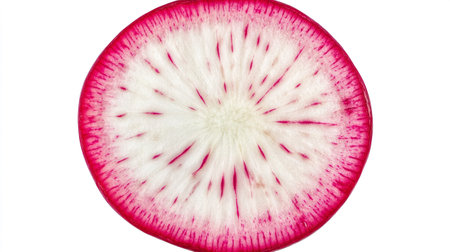 Sliced red radish on a white background close-upの写真素材