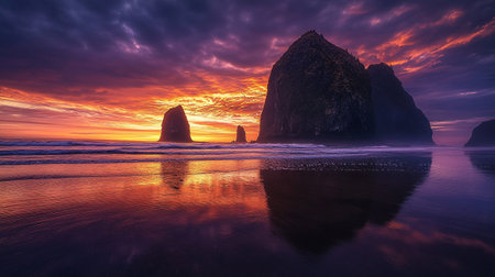 Beautiful seascape. Sunrise over the sea. Long exposureの写真素材