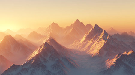 3D CG rendering of High-resolution panoramic mountain landscapeの素材