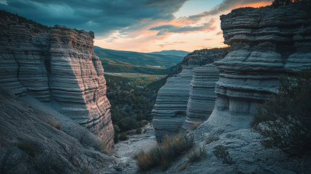 Landscape of sandstone rock formations in Adrspach-Teplice Rocks, Czech Republicの写真素材