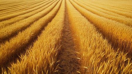 Ripe wheat field in the summer, ready for harvest. Agricultural landscapeの写真素材