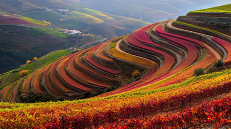 Autumn vineyards in Yunnan, China. Yunnan is famous for its wine production.の写真素材