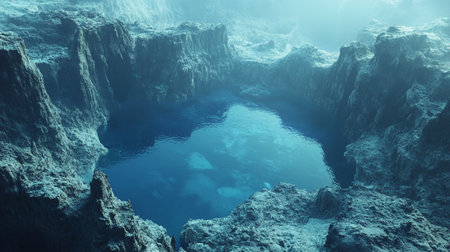 3d illustration of an alien planet with a blue hole in itの写真素材