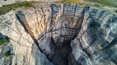 Aerial view of the cliffs of the Black Sea coast in Bulgariaの写真素材