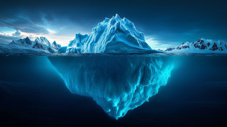 Iceberg in the ocean. 3d rendering, 3d illustration.の素材