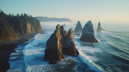 Aerial view of the cliffs in Big Sur, California, USAの写真素材