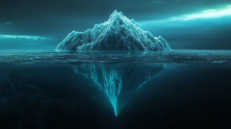 Iceberg in the ocean. 3D illustration. Fantasy fractal image.の写真素材