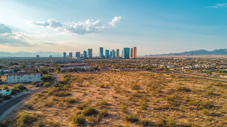 Aerial view of a city in the USA.の写真素材