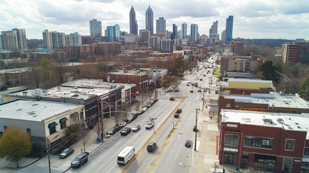 Aerial view of downtown Atlanta, Georgia, United States of America.の写真素材