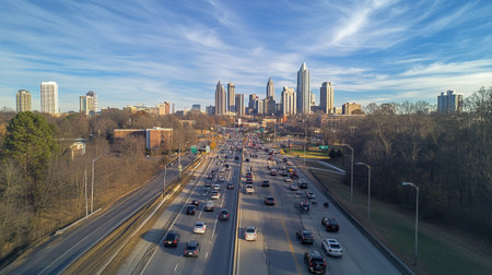 Panoramic aerial view of charlotte north carolinaの写真素材