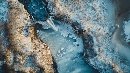 Aerial view of ice formations in frozen lake. 3d renderingの写真素材
