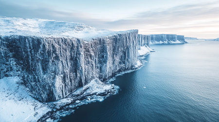 Icelandic landscape. Aerial panoramic view of the cliffs of Vatnajokull.の写真素材