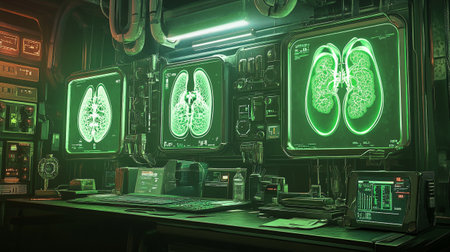 Interior of the medical center with human organs. 3D renderingの写真素材