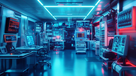 3D rendering of a futuristic server room. Futuristic server room.の写真素材